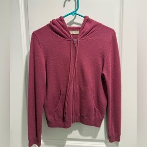 Lord & Taylor 100% Cashmere Zip Hoodie XS Pink Two Ply